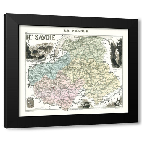 Haute Savoie Department France - Migeon 1869 Black Modern Wood Framed Art Print with Double Matting by Migeon