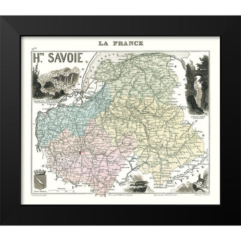 Haute Savoie Department France - Migeon 1869 Black Modern Wood Framed Art Print by Migeon