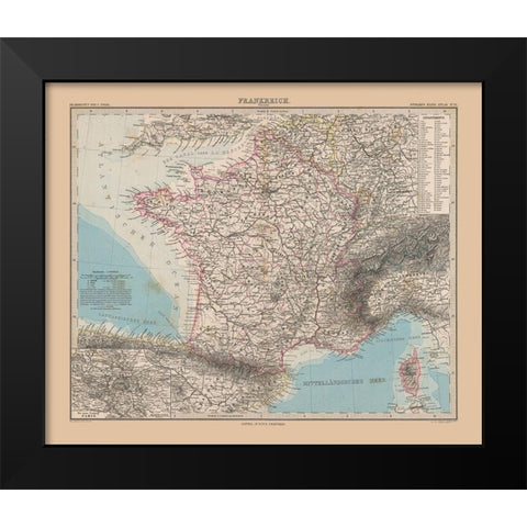 France - Stieler 1885 Black Modern Wood Framed Art Print by Stieler