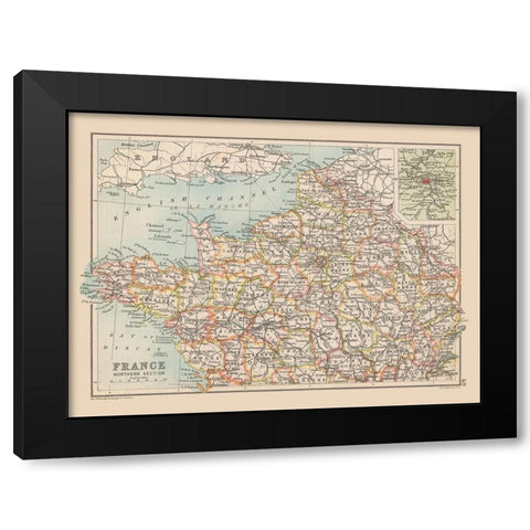 Northern France - Bartholomew 1892 Black Modern Wood Framed Art Print by Bartholomew