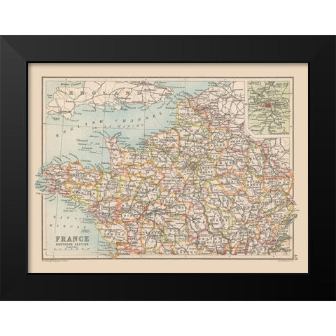 Northern France - Bartholomew 1892 Black Modern Wood Framed Art Print by Bartholomew
