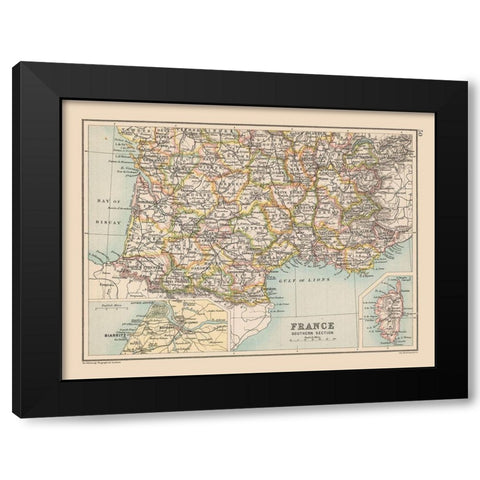 Southern France - Bartholomew 1892 Black Modern Wood Framed Art Print with Double Matting by Bartholomew