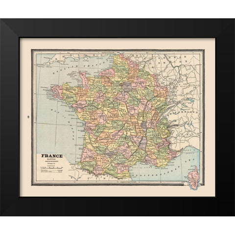 France - Cram 1888 Black Modern Wood Framed Art Print by Cram