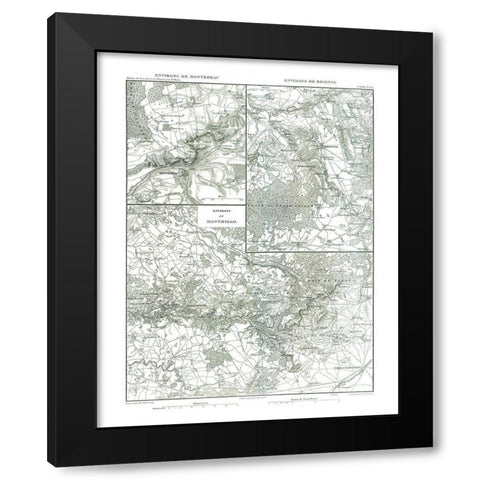 Montreau Brienne Montmirail France - Thiers 1866 Black Modern Wood Framed Art Print with Double Matting by Thiers