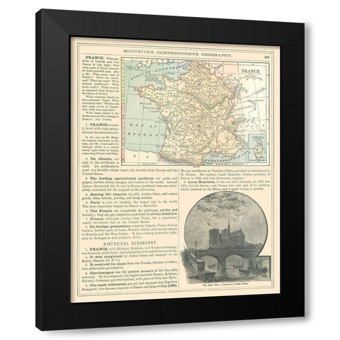 France - Monteith 1882 Black Modern Wood Framed Art Print by Monteith