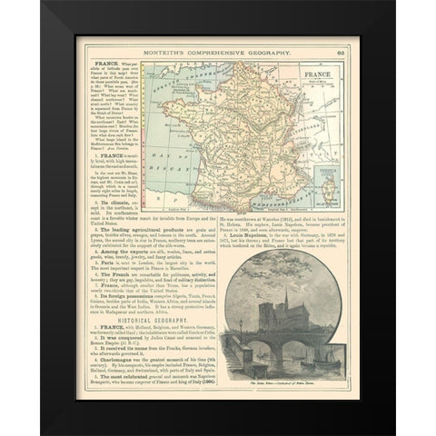 France - Monteith 1882 Black Modern Wood Framed Art Print by Monteith