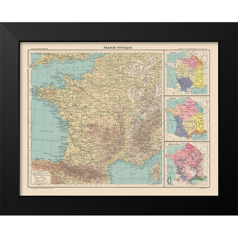 Physical France - Schrader 1908 Black Modern Wood Framed Art Print by Schrader