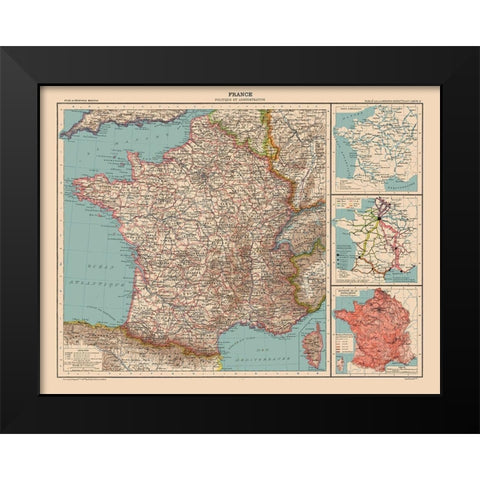Political France - Schrader 1908 Black Modern Wood Framed Art Print by Schrader