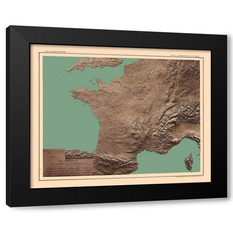 Relief France - Schrader 1908 Black Modern Wood Framed Art Print with Double Matting by Schrader
