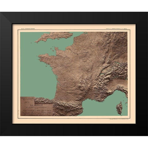 Relief France - Schrader 1908 Black Modern Wood Framed Art Print by Schrader
