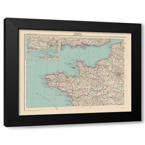 North West France - Schrader 1908 Black Modern Wood Framed Art Print by Schrader