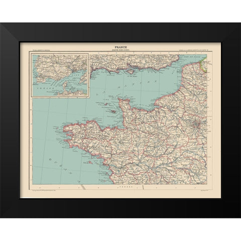 North West France - Schrader 1908 Black Modern Wood Framed Art Print by Schrader