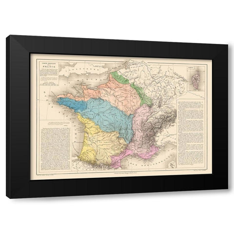 Physical France - Drioux 1882 Black Modern Wood Framed Art Print by Drioux
