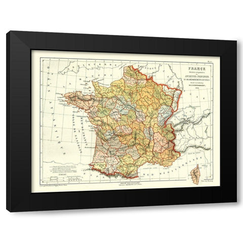 Ancient Provinces of France - Cortambert 1868 Black Modern Wood Framed Art Print with Double Matting by Cortambert