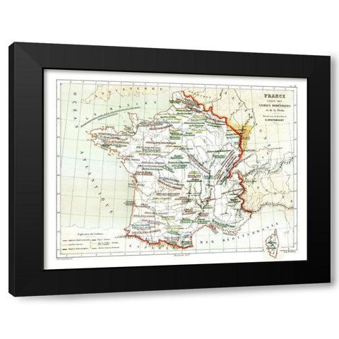 Domestic Animals France - Cortambert 1880 Black Modern Wood Framed Art Print by Cortambert