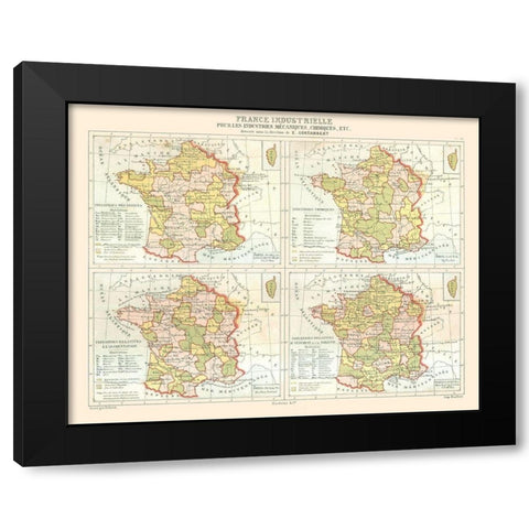 Industries France - Cortambert 1880 Black Modern Wood Framed Art Print by Cortambert