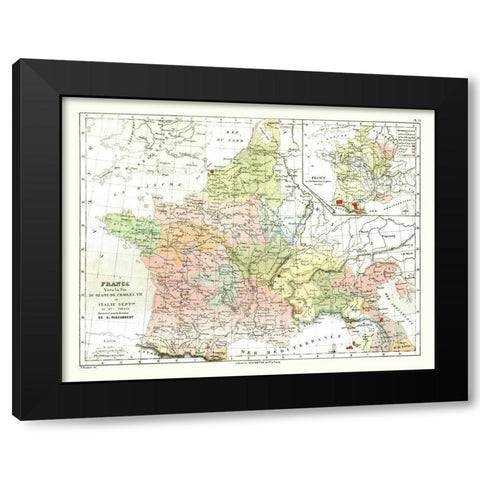 Charles VII France - Cortambert 1880 Black Modern Wood Framed Art Print by Cortambert