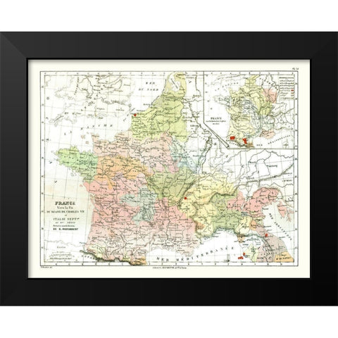Charles VII France - Cortambert 1880 Black Modern Wood Framed Art Print by Cortambert