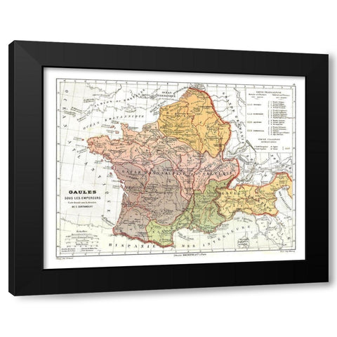 Gaul Empires France - Cortambert 1880 Black Modern Wood Framed Art Print by Cortambert