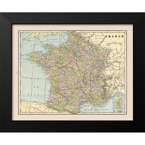 France - Cram 1892 Black Modern Wood Framed Art Print by Cram