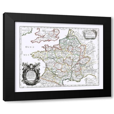 France - Sanson 1641 Black Modern Wood Framed Art Print with Double Matting by Sanson