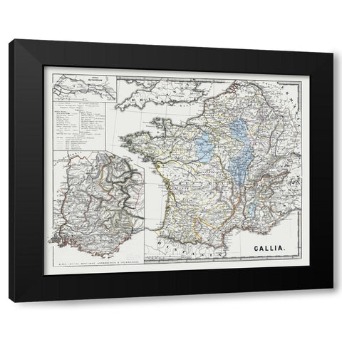 Gallia France - Spruner 1865 Black Modern Wood Framed Art Print by Spruner