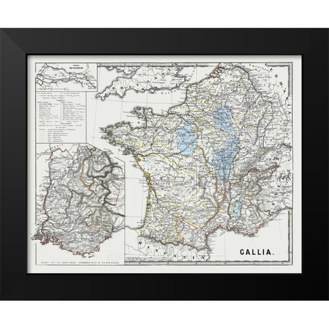 Gallia France - Spruner 1865 Black Modern Wood Framed Art Print by Spruner