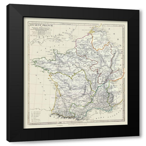 Ancient France - Hewitt 1830 Black Modern Wood Framed Art Print with Double Matting by Hewitt
