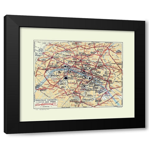 Tourist Attractions Paris France - Hermann 1921 Black Modern Wood Framed Art Print with Double Matting by Hermann