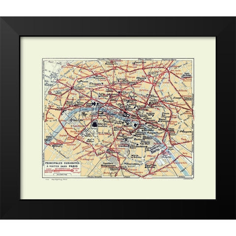 Tourist Attractions Paris France - Hermann 1921 Black Modern Wood Framed Art Print by Hermann