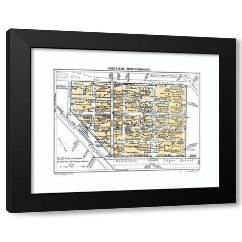 Montparnasse Cemetery Paris France Black Modern Wood Framed Art Print by Blue Guides