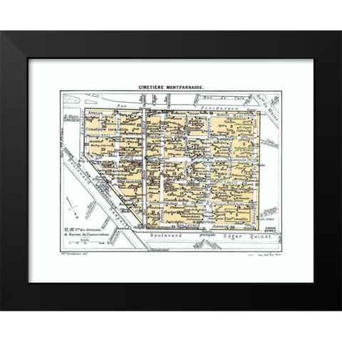 Montparnasse Cemetery Paris France Black Modern Wood Framed Art Print by Blue Guides