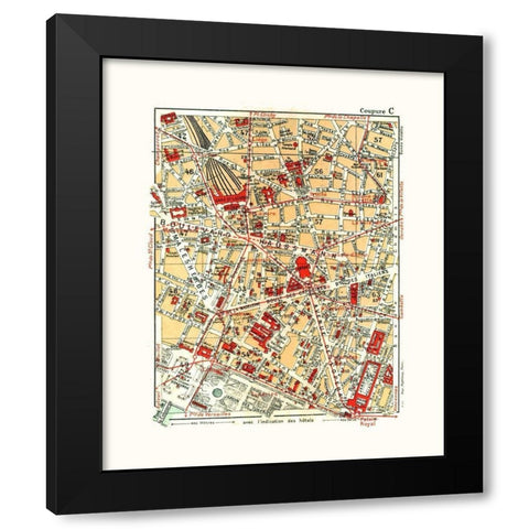 Northern Paris France - Blue Guides 1921 Black Modern Wood Framed Art Print by Blue Guides
