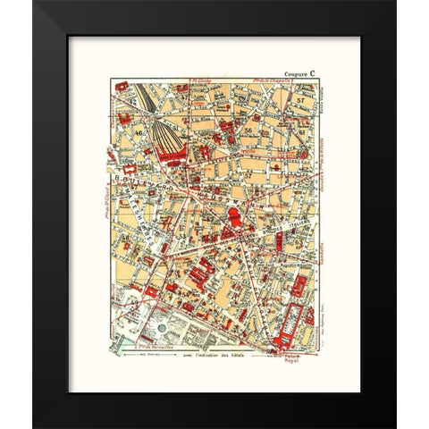 Northern Paris France - Blue Guides 1921 Black Modern Wood Framed Art Print by Blue Guides