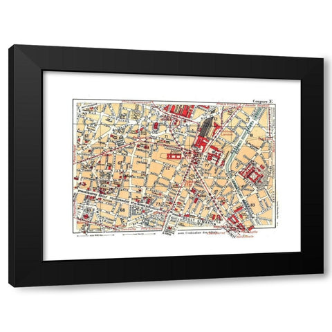 Northeastern Paris France - Blue Guides 1921 Black Modern Wood Framed Art Print with Double Matting by Blue Guides