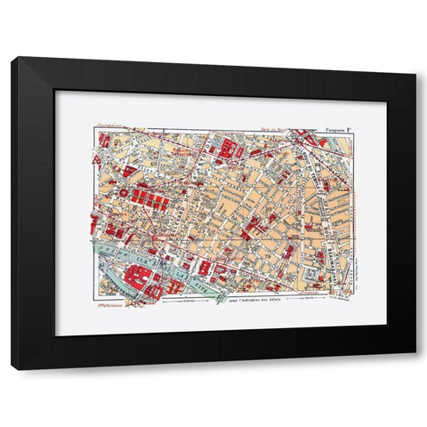 Ile de la Cite Paris France - Blue Guides 1921 Black Modern Wood Framed Art Print with Double Matting by Blue Guides