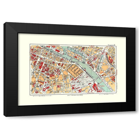 Jardin des Plantes Paris France - Blue Guides 1921 Black Modern Wood Framed Art Print by Blue Guides
