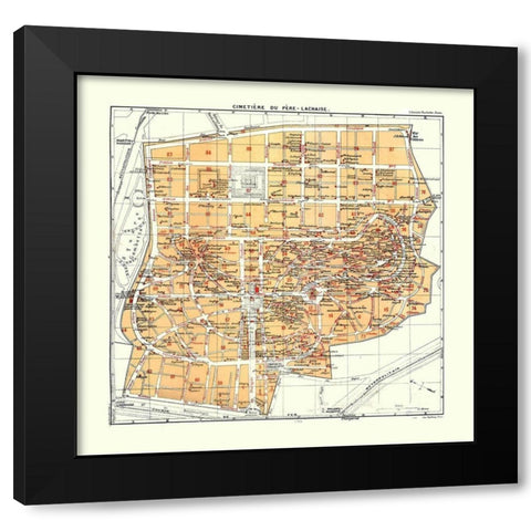 Pere Lachaise Cemetery Paris France Black Modern Wood Framed Art Print by Blue Guides