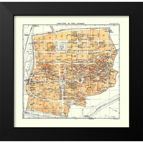 Pere Lachaise Cemetery Paris France Black Modern Wood Framed Art Print by Blue Guides