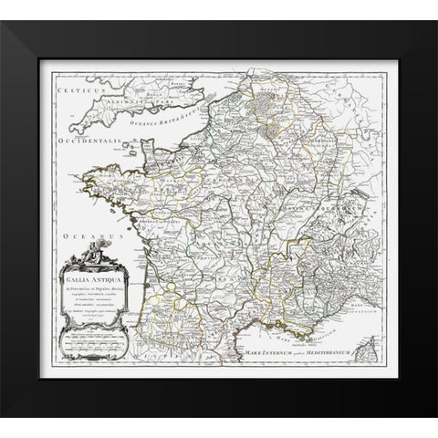 Ancient France - Vaugondy 1757 Black Modern Wood Framed Art Print by Vaugondy
