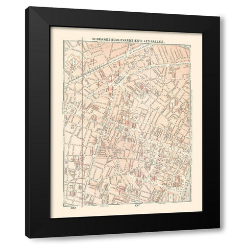 Les Halles Paris France - Baedeker 1911 Black Modern Wood Framed Art Print by Baedeker