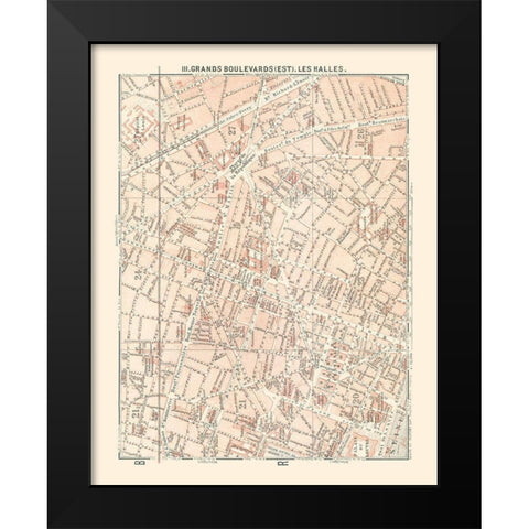 Les Halles Paris France - Baedeker 1911 Black Modern Wood Framed Art Print by Baedeker