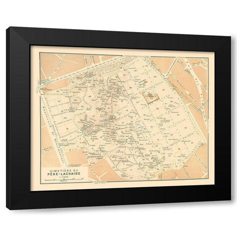 Pere Lachaise Cemetery Paris France - Baedeker Black Modern Wood Framed Art Print by Baedeker