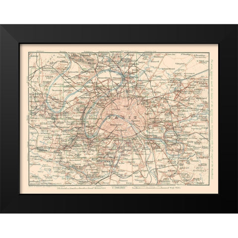 Paris France - Baedeker 1911 Black Modern Wood Framed Art Print by Baedeker