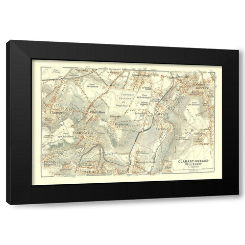 Town of Sceaux France - Baedeker 1911 Black Modern Wood Framed Art Print with Double Matting by Baedeker