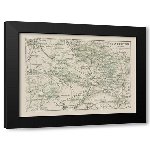 Saint Denis Pontoise Paris France - Baedeker 1911 Black Modern Wood Framed Art Print with Double Matting by Baedeker