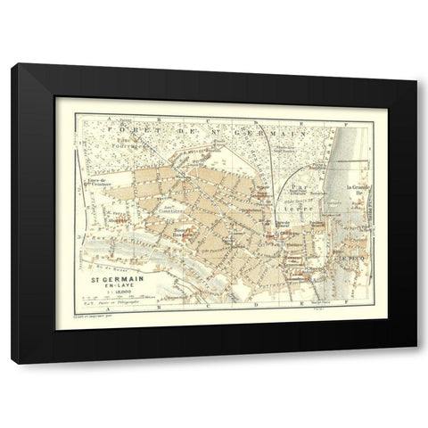 Saint Germain en Laye Paris France - Baedeker 1911 Black Modern Wood Framed Art Print by Baedeker