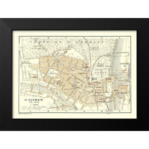 Saint Germain en Laye Paris France - Baedeker 1911 Black Modern Wood Framed Art Print by Baedeker