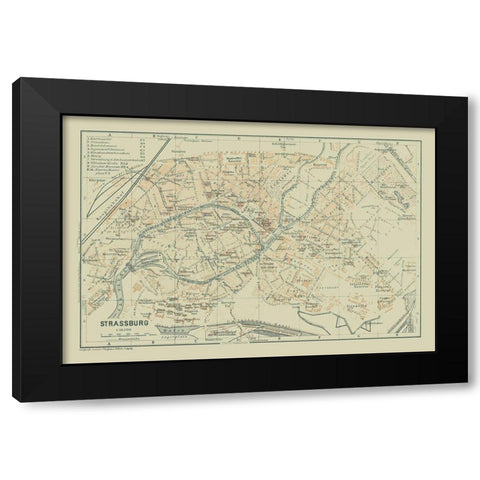 Strasbourg France - Baedeker 1914 Black Modern Wood Framed Art Print with Double Matting by Baedeker