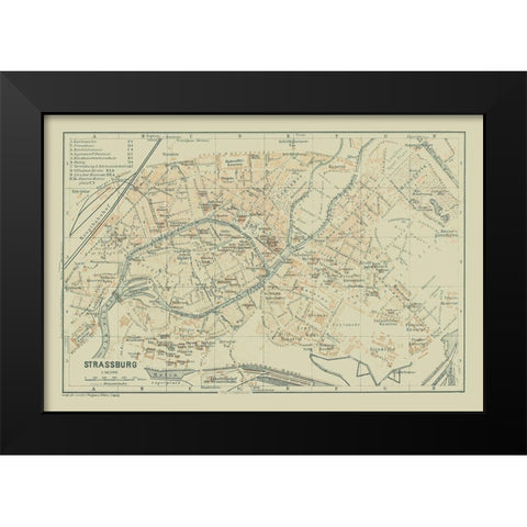 Strasbourg France - Baedeker 1914 Black Modern Wood Framed Art Print by Baedeker